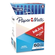 Paper Mate InkJoy 50ST Stick Ballpoint Pen, 1mm, Blue Ink, Wht/Blue Barrel, PK60 2014534